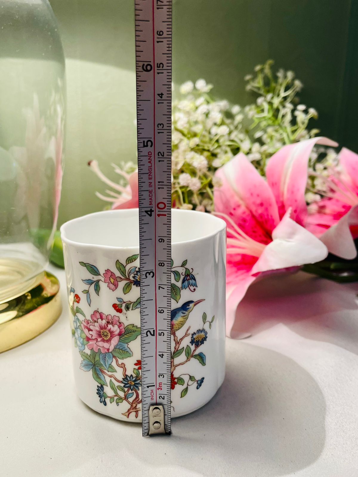 Aynsley White Bird & Floral Vase