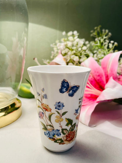 Aynsley Cottage Garden Bone China Butterfly & Floral Vase