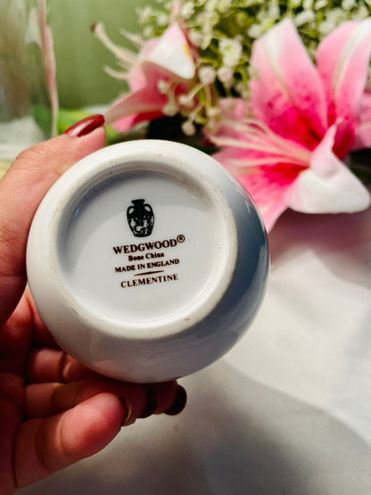 Vintage White Blue Floral Bud Vase 5 in