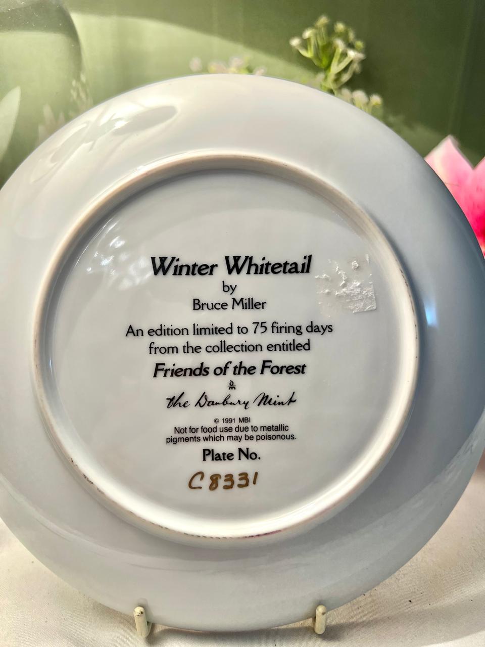 Franklin Mint Winter Whitetail Decorative Plate 20cm