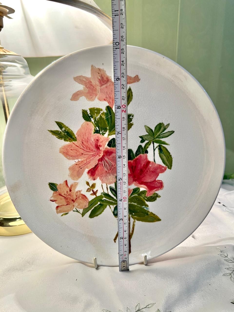 Pink Floral Hand painted Decorative Wall Plate 25cm