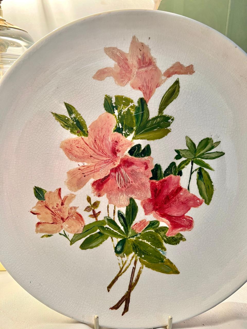Pink Floral Hand painted Decorative Wall Plate 25cm