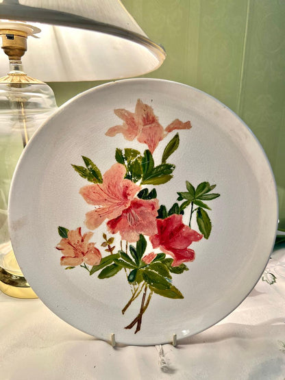Pink Floral Hand painted Decorative Wall Plate 25cm
