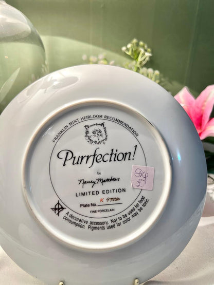 Franklin Mint Purrfection Nancy Matthews Porcelain Plate 20cm