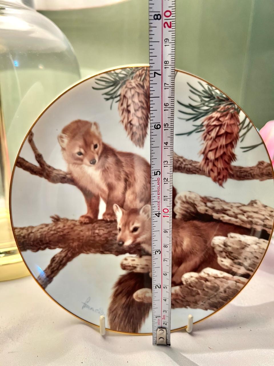 John Francis Pine Martens February Perch Porcelain Plate 16cm