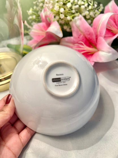Vintage Black Floral Serving Bowl White