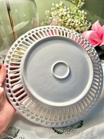 Vintage Pierced Fruit Serving Platter White