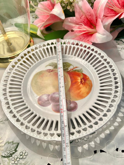 Vintage Pierced Fruit Serving Platter White
