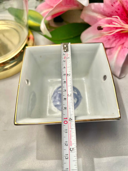 Japanese Ceramic Floral Square Planter Multicolour 4.5in