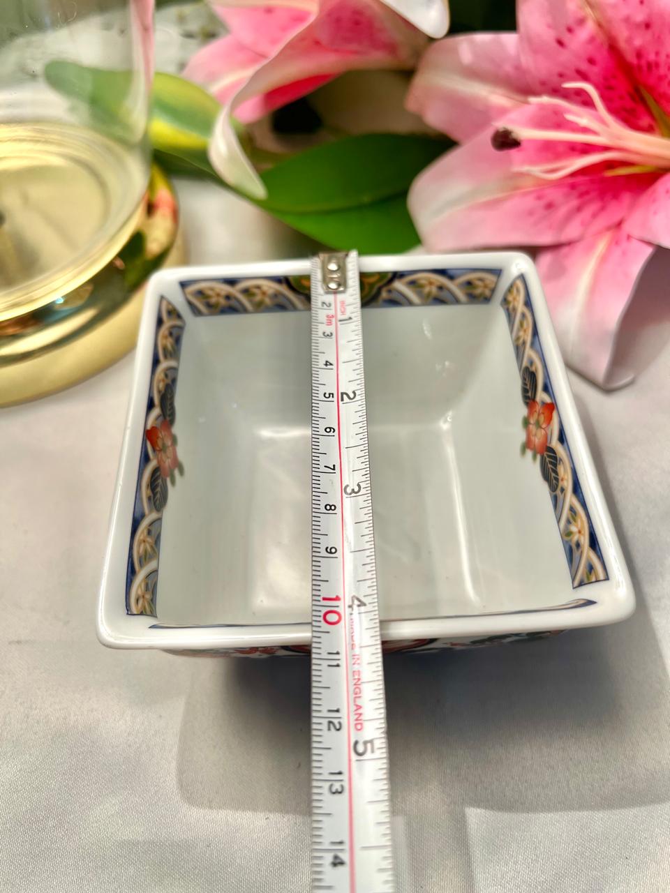 Japanese Ceramic Floral Square Planter Multicolour 4.5in