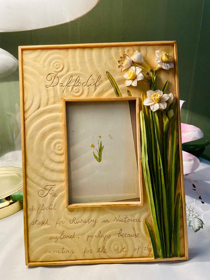 Daffodil Floral Decorative Photo Frame with Raised Flowers