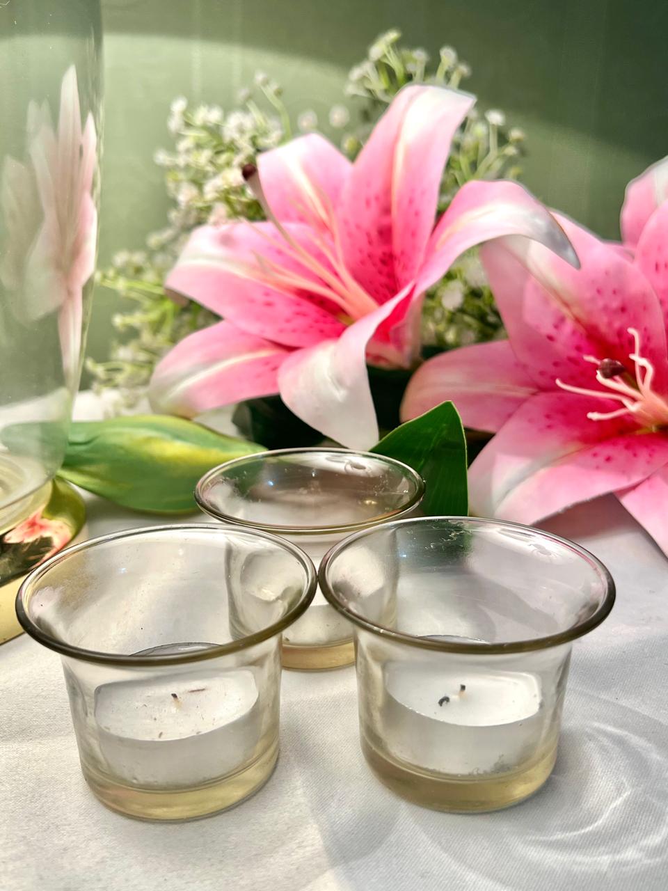 Vintage Clear Crystal Candle Holders Set of 3
