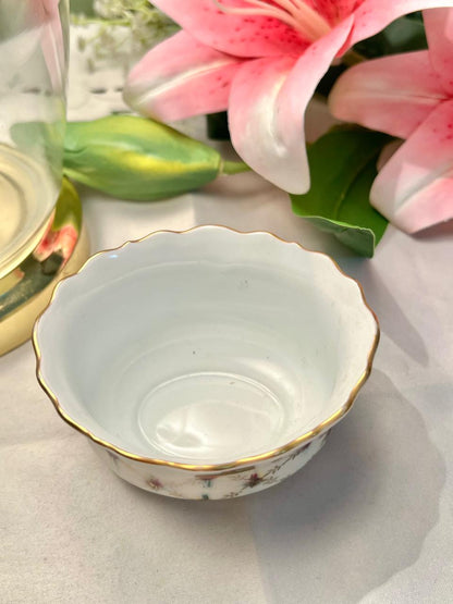 Vintage Floral Sugar Bowl Pink Roses Gold Trim