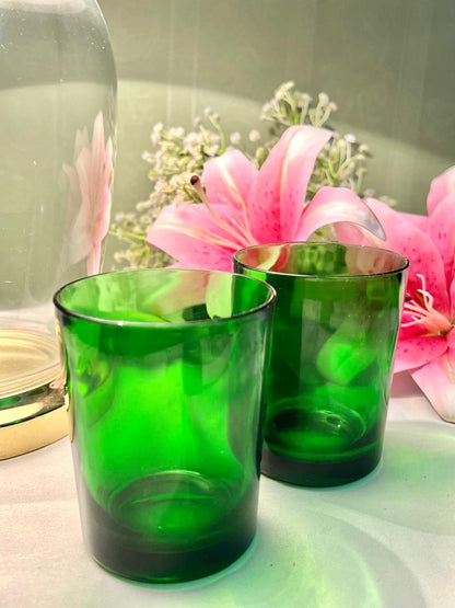 Vintage Green Crystal Tumblers Set of 2