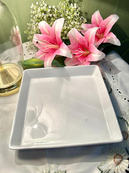 White Square Oven-Safe Ceramic Baking Dish 24cm