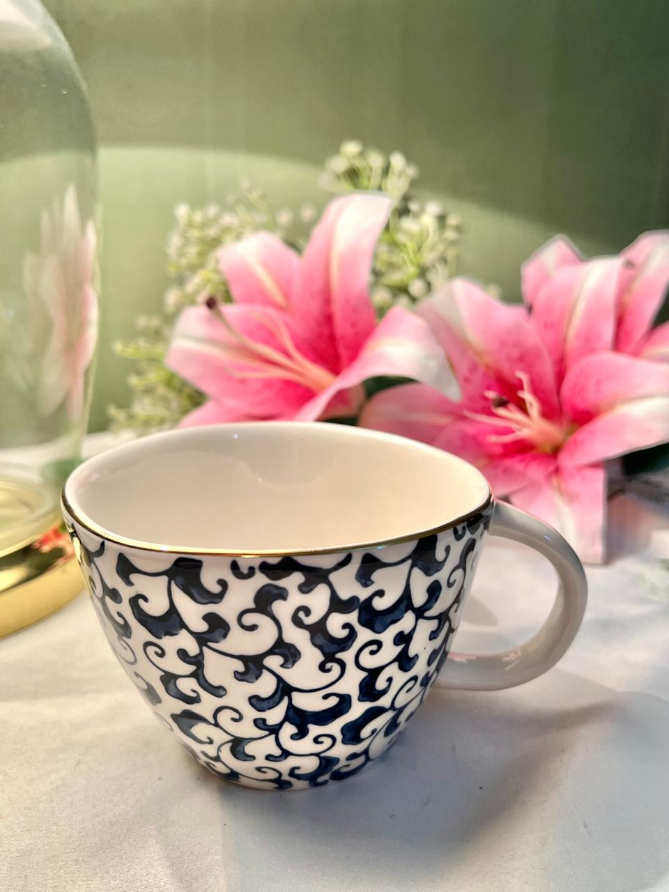 The Old Pottery Company Blue Swirl Ceramic Mug 10cm