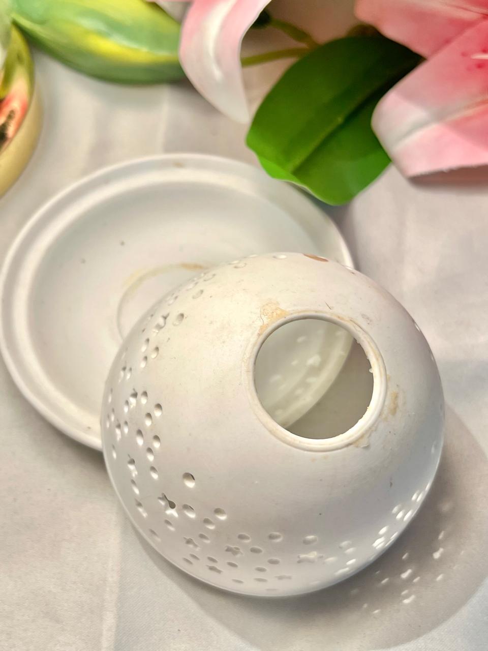 Vintage White Star Cut-Out Candle Holder with Base