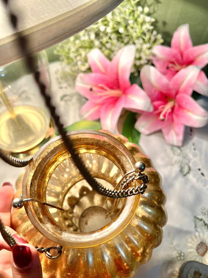 Amber Crystal Hanging Lantern Ribbed Gold-Tone Decor 21cm