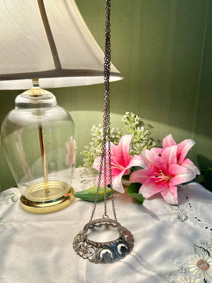 Ornate Silver-Tone Metal Hanging Decorative Holder 15cm