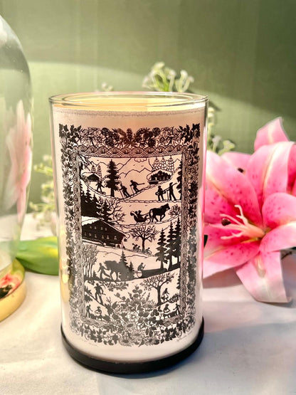 Vintage Scenic Crystal Candle Black Silhouette Design