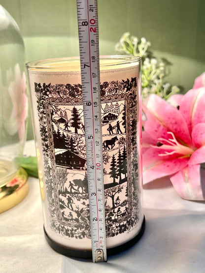 Vintage Scenic Crystal Candle Black Silhouette Design