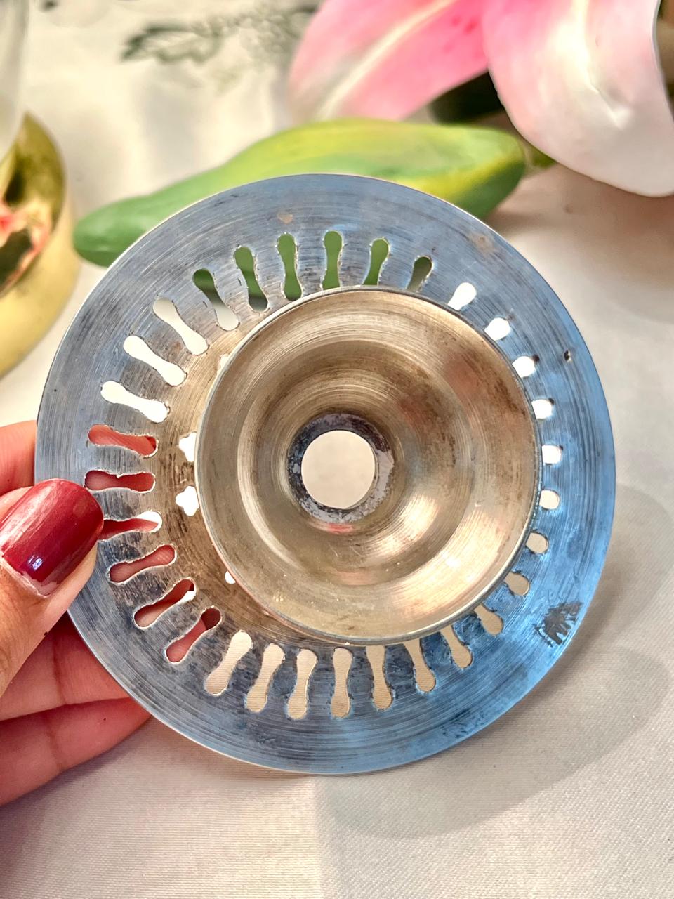Silver-Tone Metal Sink Strainer Drain Cover 9cm