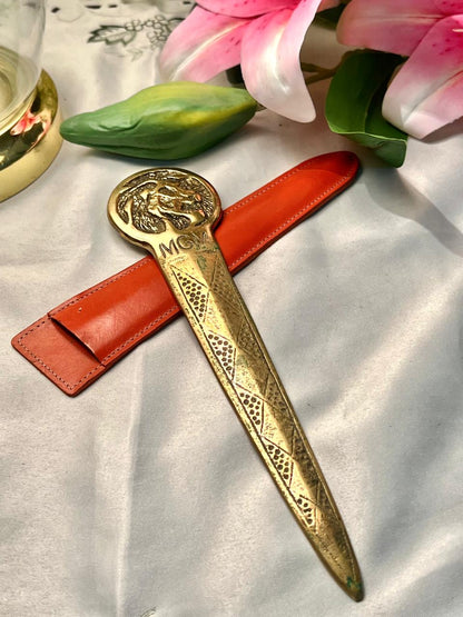 MGM Lion Brass Letter Opener with Decorative Handle 9 in