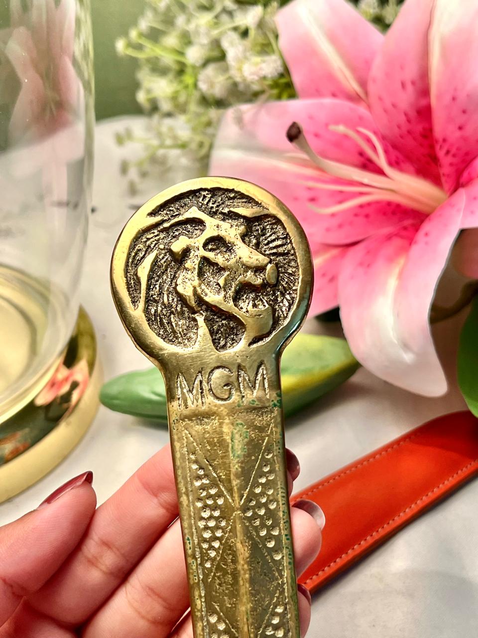 MGM Lion Brass Letter Opener with Decorative Handle 9 in