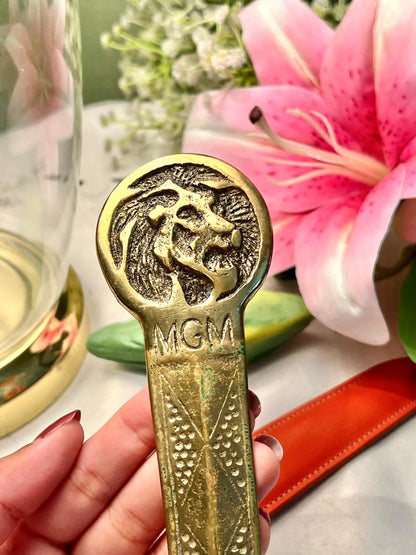 MGM Lion Brass Letter Opener with Decorative Handle 9 in