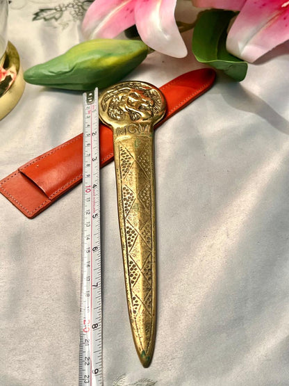 MGM Lion Brass Letter Opener with Decorative Handle 9 in