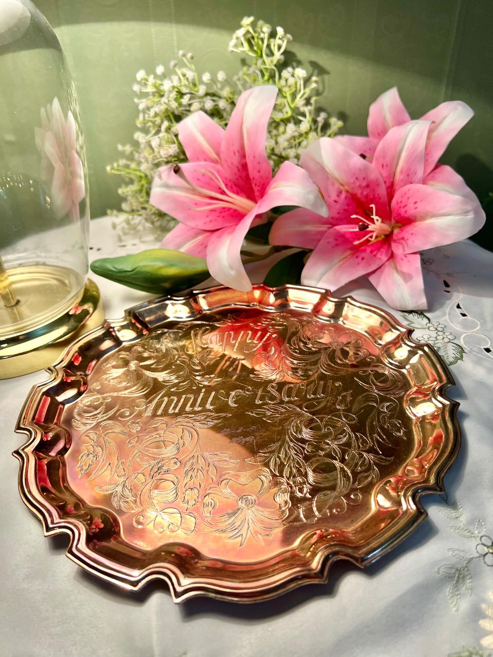 Engraved Silver Anniversary Serving Tray 10 in