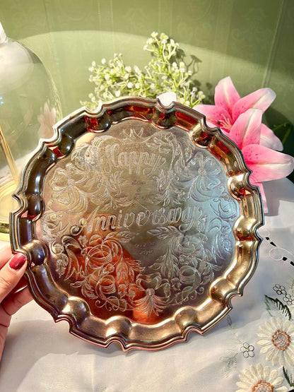 Engraved Silver Anniversary Serving Tray 10 in
