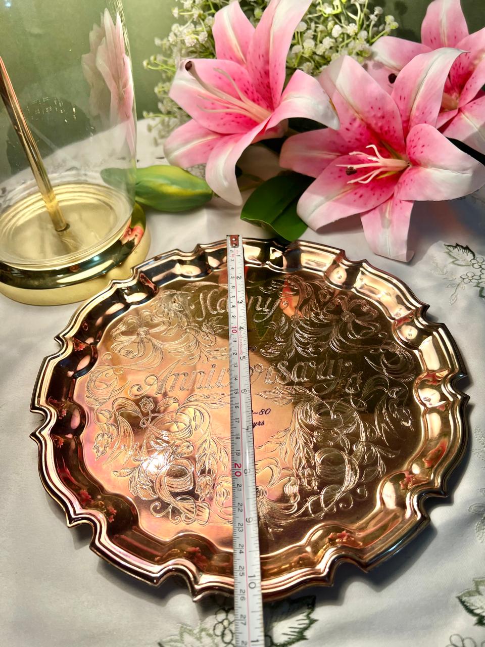 Engraved Silver Anniversary Serving Tray 10 in