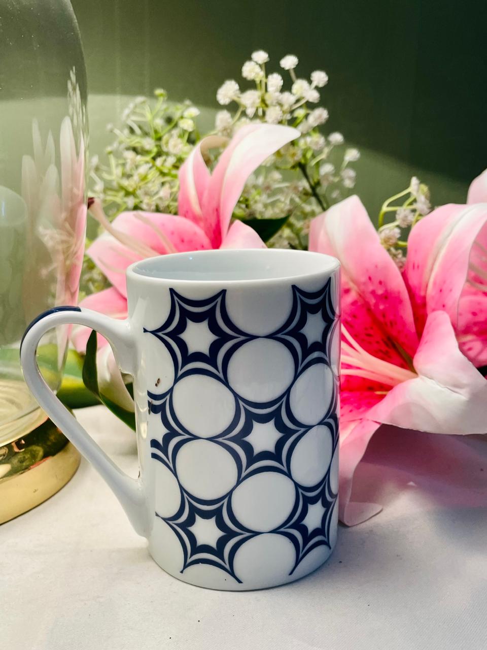 Churchill Porcelain Blue Geometric Mug – 1 Piece
