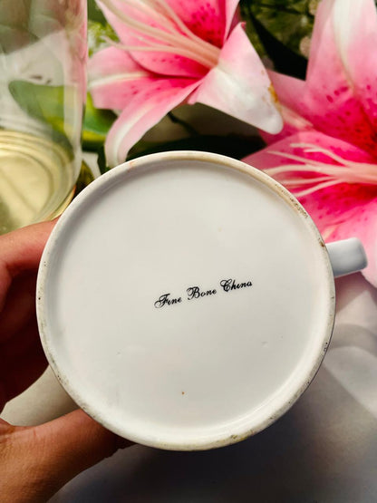 Fine Bone China Pink Floral Mug – 1 Piece
