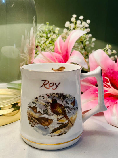 Vintage Game Bird Scene Mug with Gold Trim Approx. 10 cm