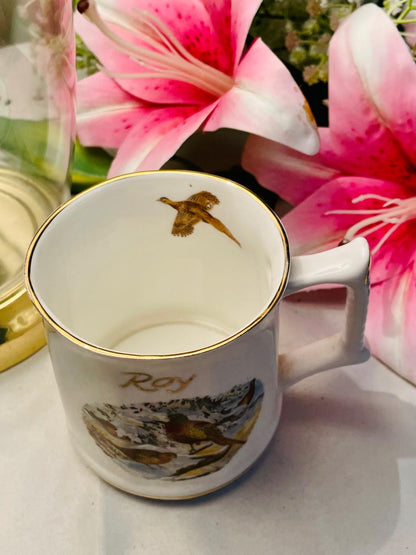 Vintage Game Bird Scene Mug with Gold Trim Approx. 10 cm