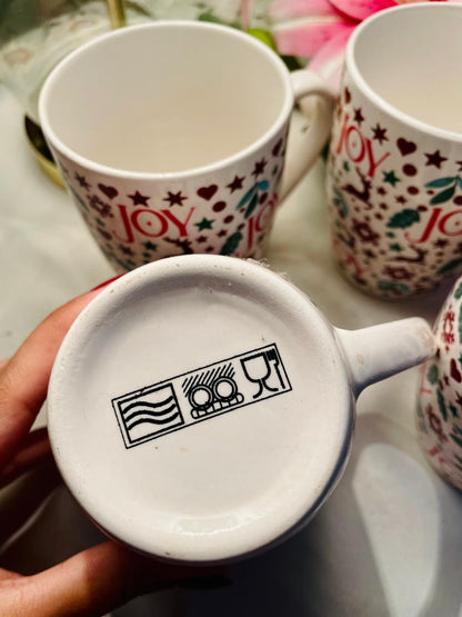 JOY Festive Pattern 4-Piece Mug Set Approx. 10 cm