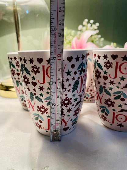 JOY Festive Pattern 4-Piece Mug Set Approx. 10 cm