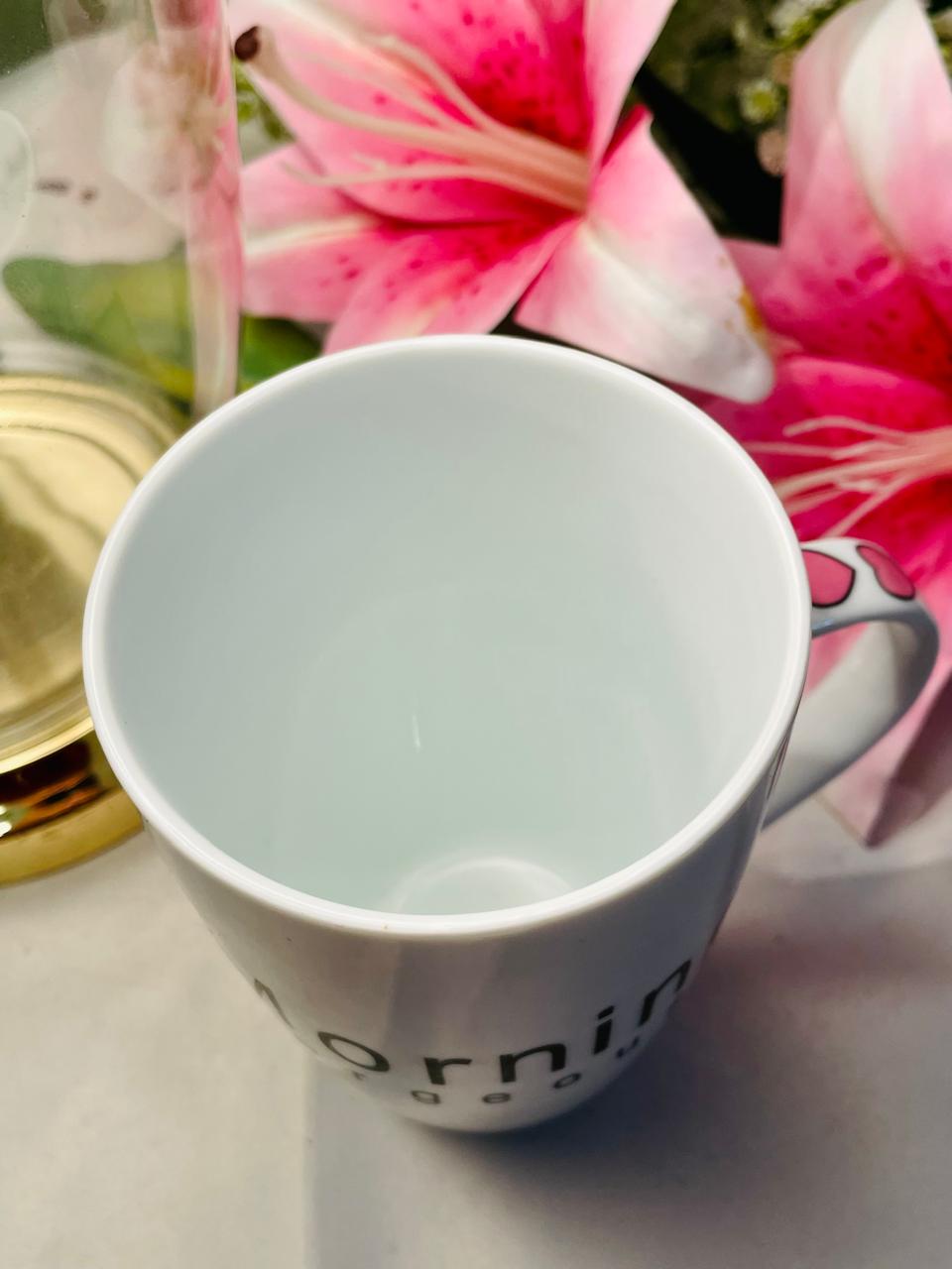 Morning Gorgeous White Ceramic Mug Approx. 13 cm