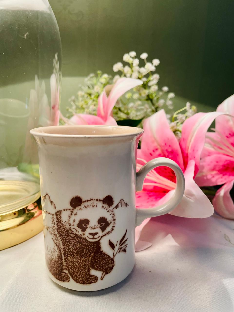 Vintage Panda Ceramic Mug Brown & Cream – 1 Piece