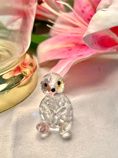 Clear Crystal Bird Figurine with Black Eyes – 1 Piece