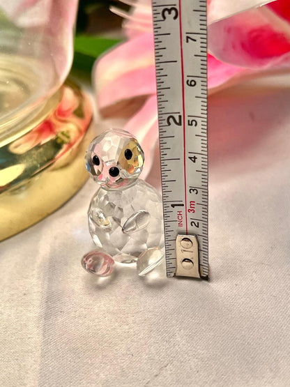 Clear Crystal Bird Figurine with Black Eyes – 1 Piece