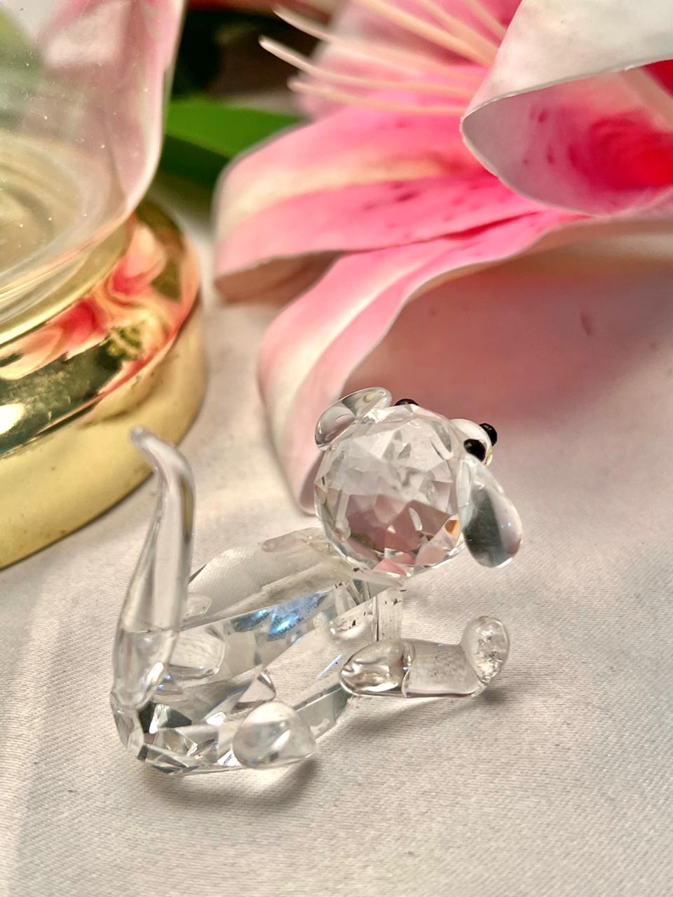 Clear Faceted Crystal Dog Figurine – Approx. 2 Inch