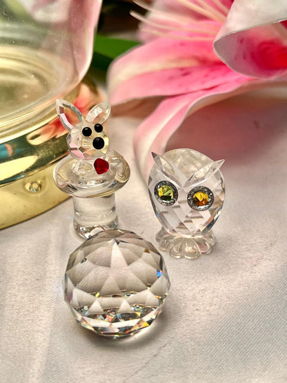 3-Piece Clear Crystal Miniature Figurine & Decor Set