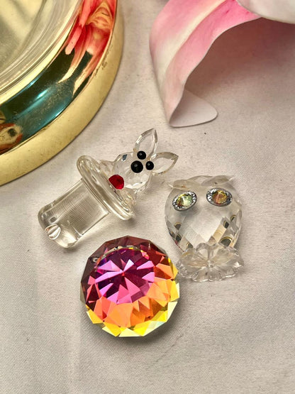 3-Piece Clear Crystal Miniature Figurine & Decor Set