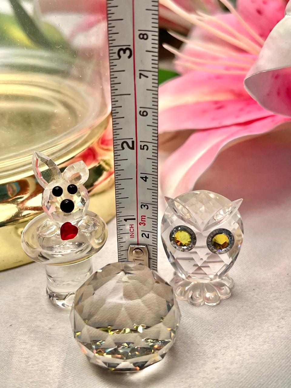 3-Piece Clear Crystal Miniature Figurine & Decor Set