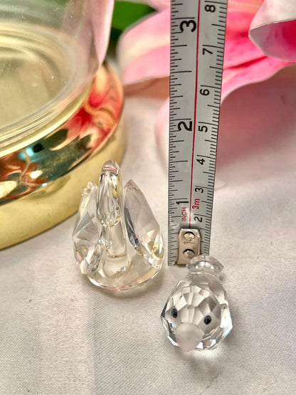 2-Piece Clear Crystal Swan & Fish Figurine Set