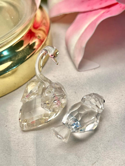 2-Piece Clear Crystal Swan & Fish Figurine Set