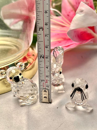 3-Piece Clear Crystal Animal Figurine Set